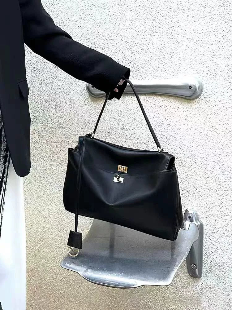 New Arrival B Home Rodeobag Large Capacity Kelly Tote | Genuine Cowhide Leather Soft Shoulder Messenger Bag with Lock Luxegan