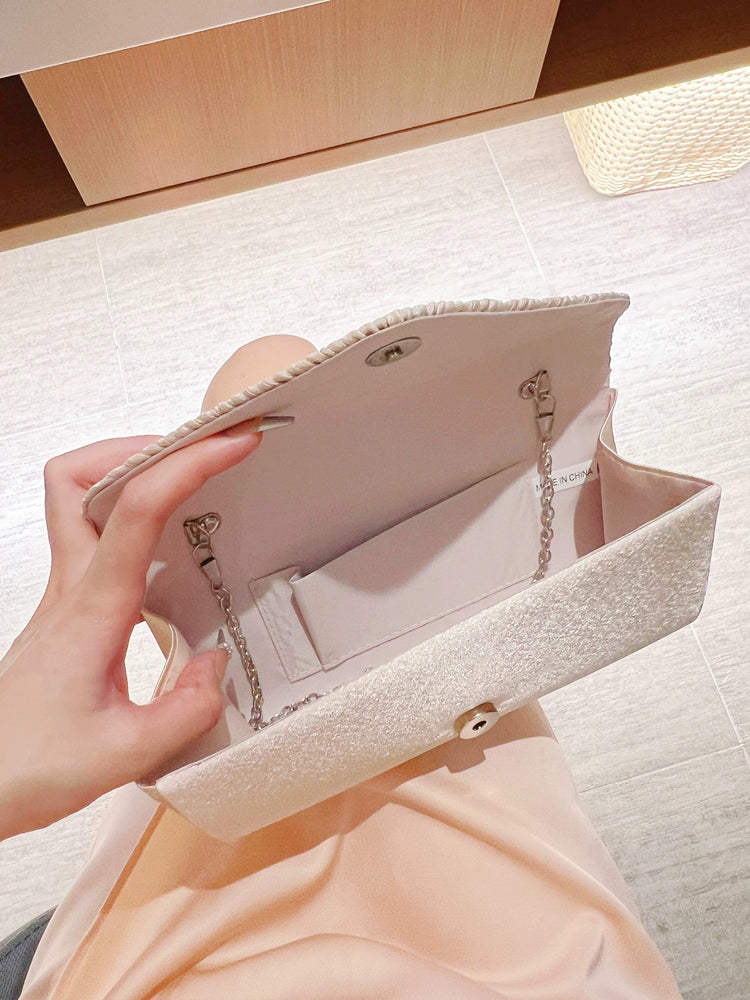 Fabric Diamond Square Box Clutch | Medium Hard Socialite Banquet Bag Luxegan