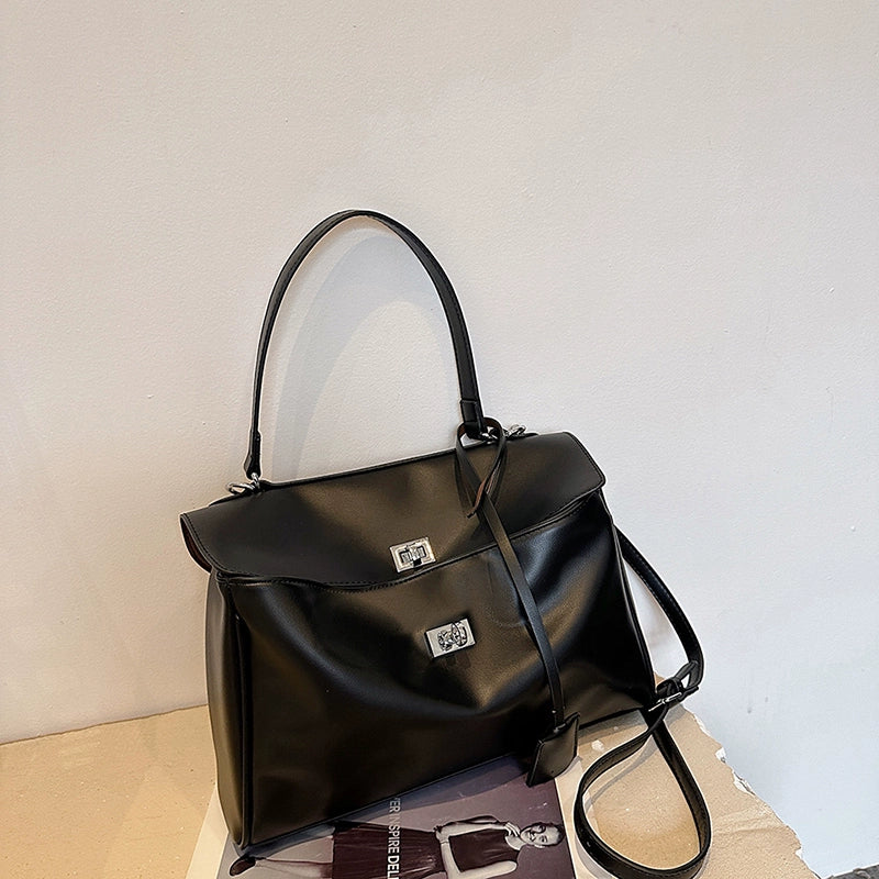 PU Fashion Satchel | Soft Horizontal Square Crossbody Tote Luxegan