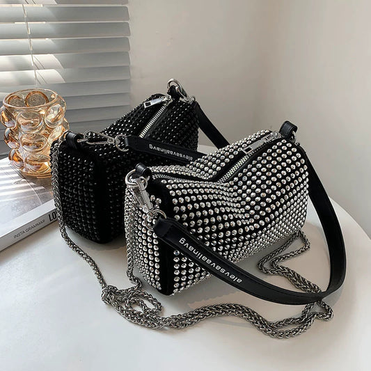 Fancy Rhinestone Bag | New Arrival Tide Fashion Underarm Bag & Full Diamond Crystal Handbag (Female Summer Crossbody) Luxegan