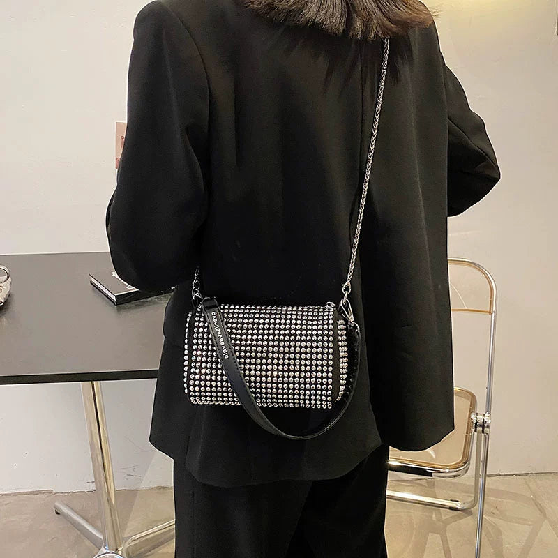 Fancy Rhinestone Bag | New Arrival Tide Fashion Underarm Bag & Full Diamond Crystal Handbag (Female Summer Crossbody) Luxegan