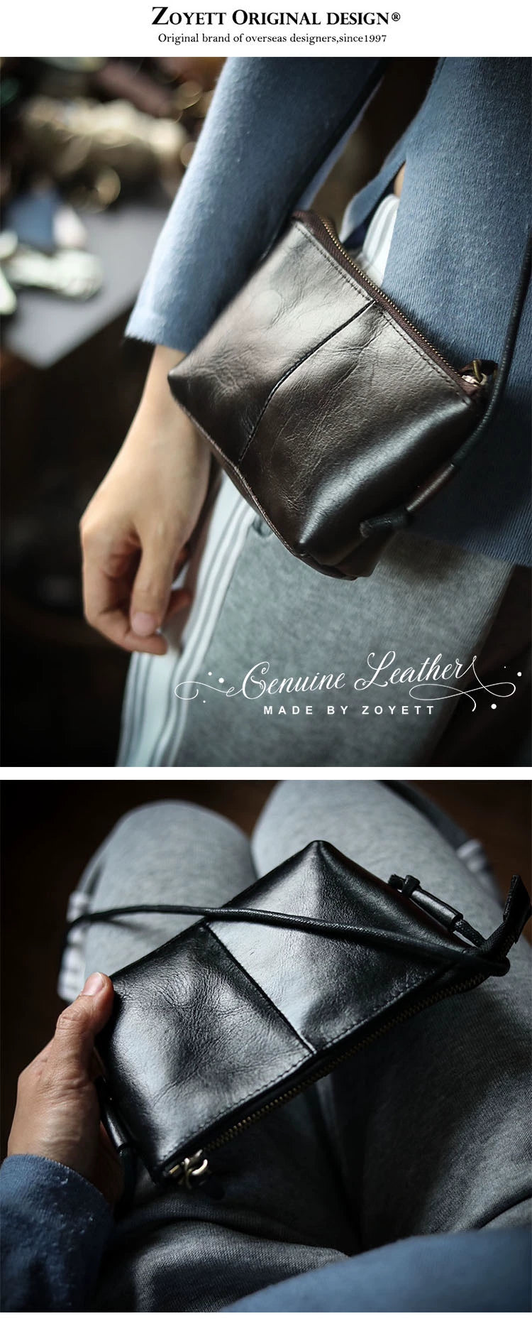 Genuine Leather Retro Portable Phone Bag | New Top Layer Cowhide Crossbody for Women (Pure Color) Luxegan