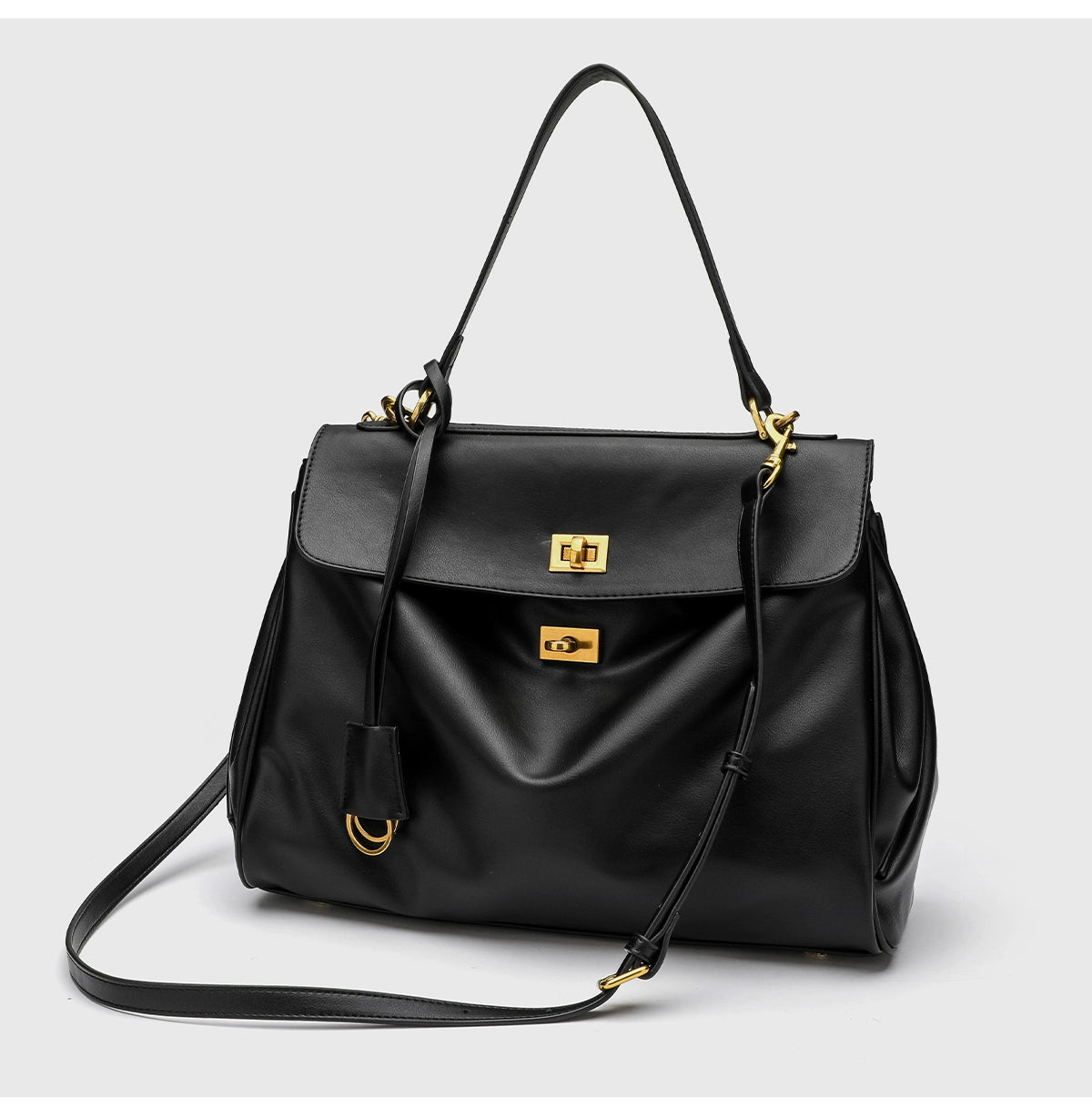 Cowhide Commuter Tote | Fashion Large Horizontal Square Bag Luxegan