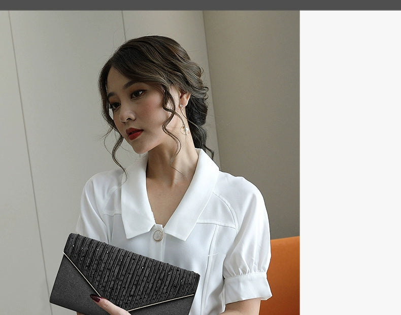 Velvet Diamond Envelope Clutch | Cheongsam Dinner Bag with Single Shoulder Sling Luxegan