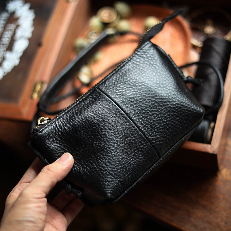 Genuine Leather Retro Portable Phone Bag | New Top Layer Cowhide Crossbody for Women (Pure Color) Luxegan