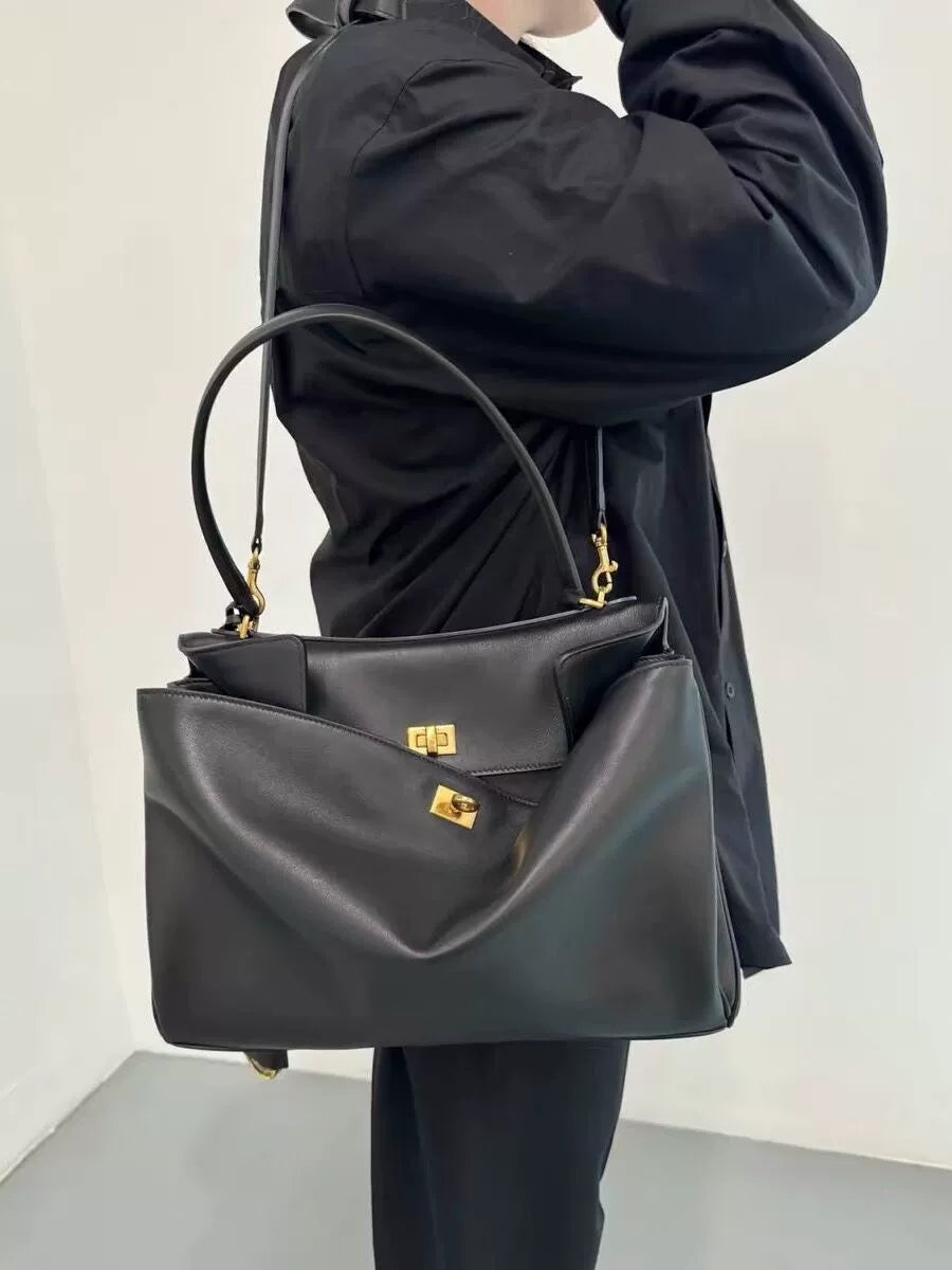 New Arrival B Home Rodeobag Large Capacity Kelly Tote | Genuine Cowhide Leather Soft Shoulder Messenger Bag with Lock Luxegan