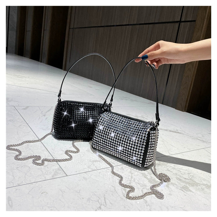 New Arrival Trendy Rhinestone Small Square Bag | Full Diamond Underarm Bag & Diamond-Embedded Women's Shoulder Crossbody Small Handbag Luxegan