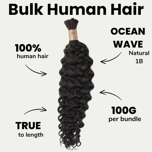 Ocean Wave Bulk 100% Human Braiding Hair Luxegan