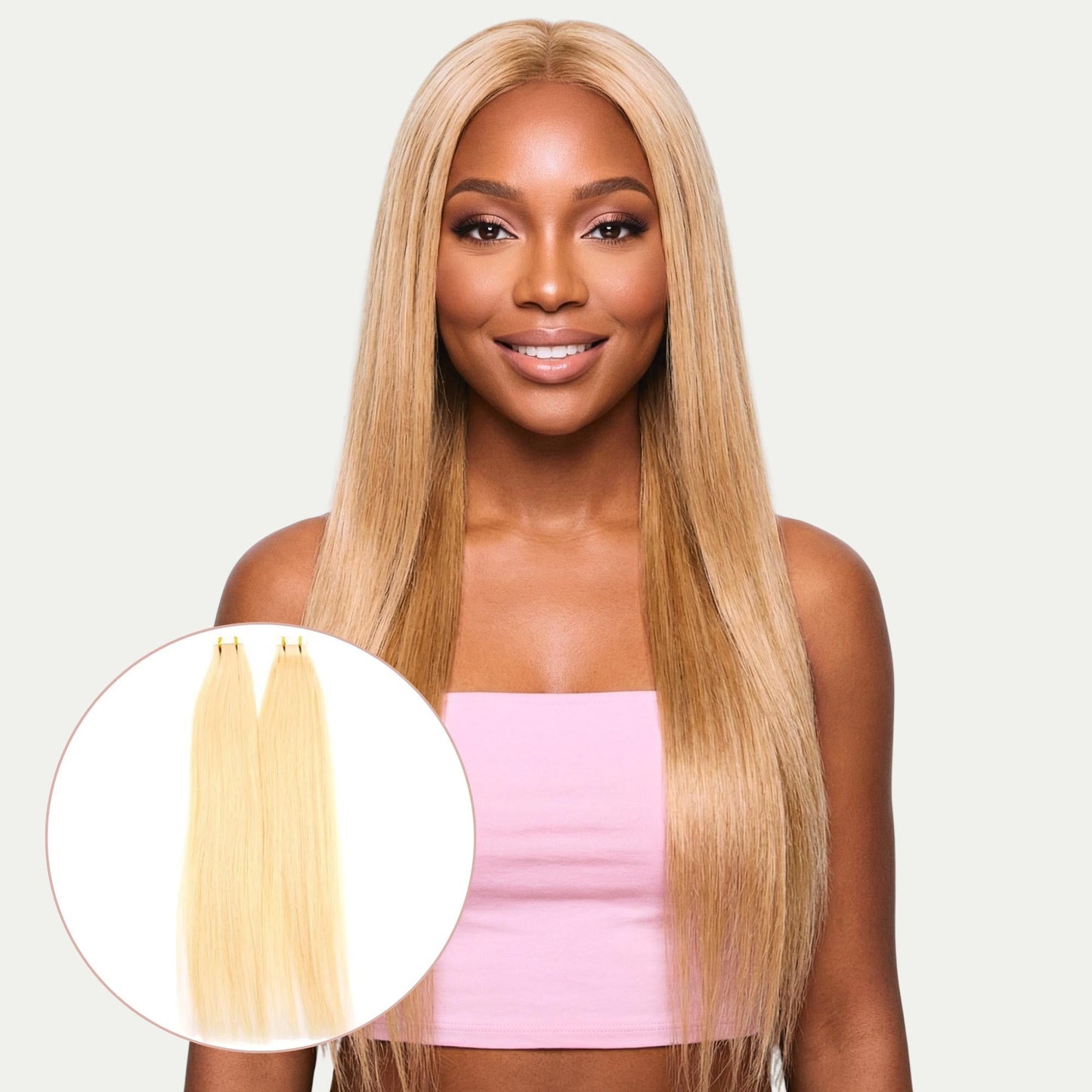 Raw Blonde Straight 100% Human Hair Tape In Extensions Luxegan