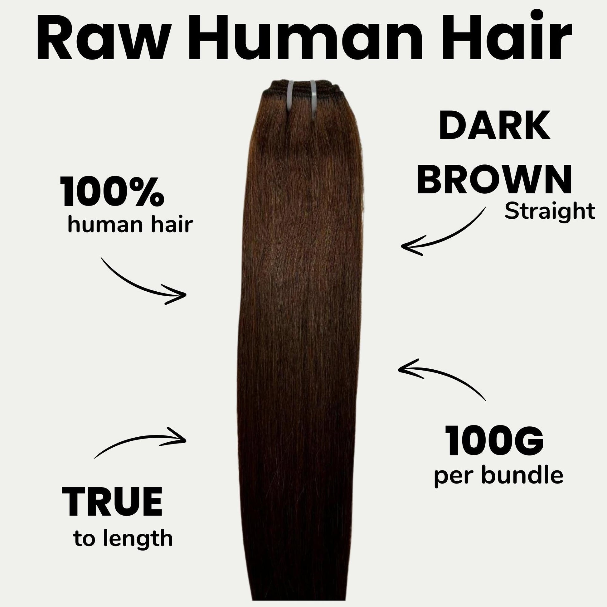 Raw Dark Brown Straight 100% Human Hair Bundles Luxegan