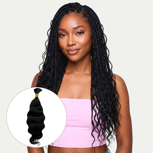 Raw Indian Wavy Bulk 100% Human Braiding Hair Luxegan