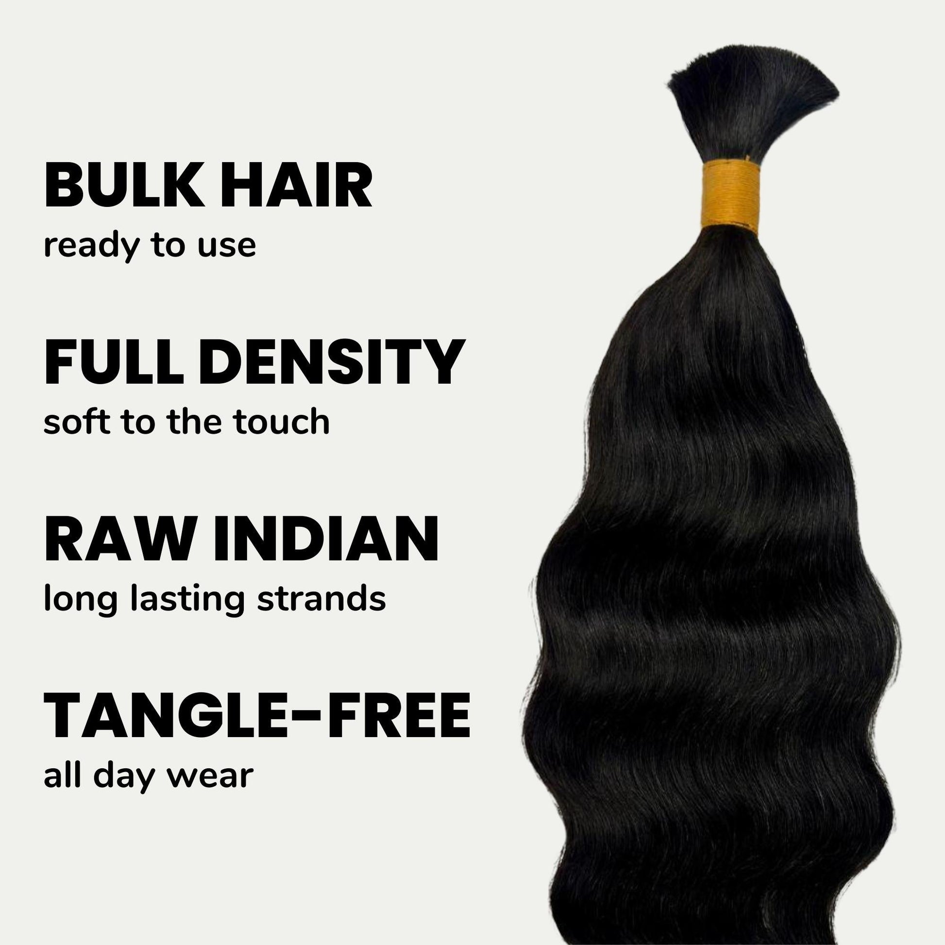Raw Indian Wavy Bulk 100% Human Braiding Hair Luxegan