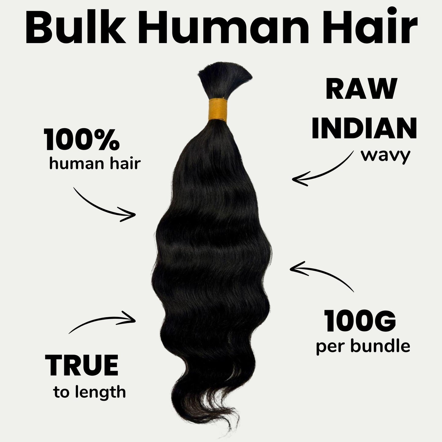 Raw Indian Wavy Bulk 100% Human Braiding Hair Luxegan