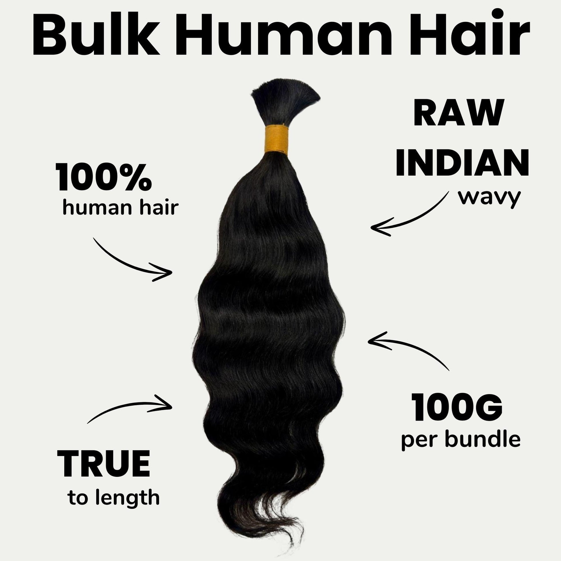 Raw Indian Wavy Bulk 100% Human Braiding Hair Luxegan