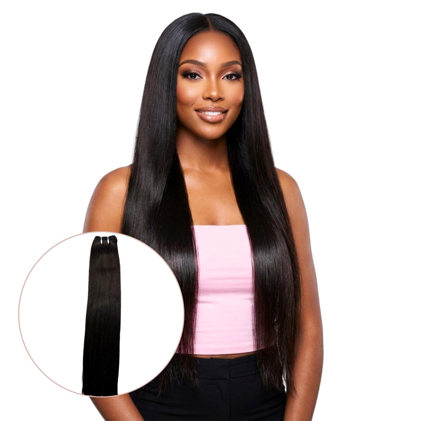 Raw Natural Black Straight 100% Human Hair Bundles Luxegan