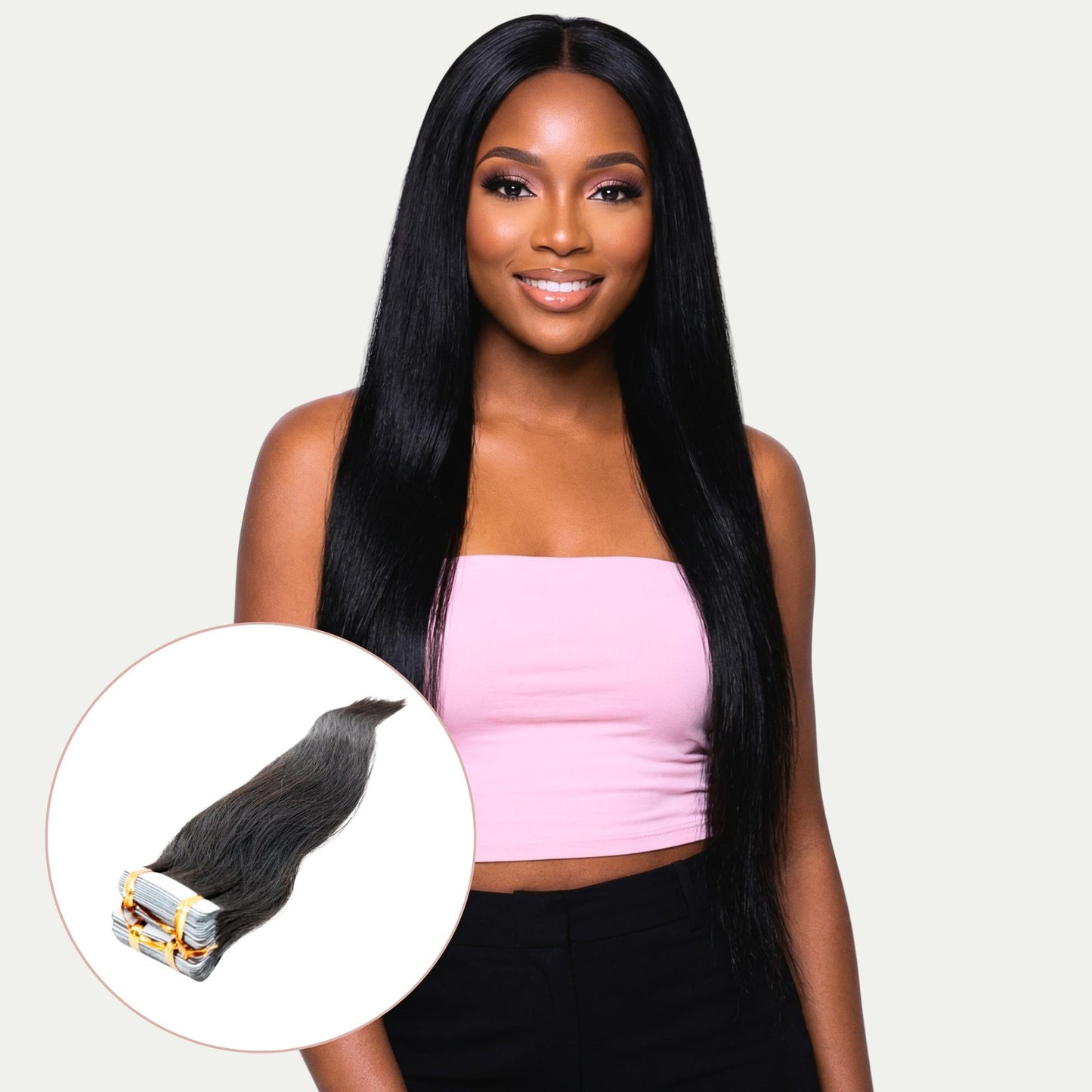 Raw Straight 100% Human Hair Tape In Extensions Luxegan