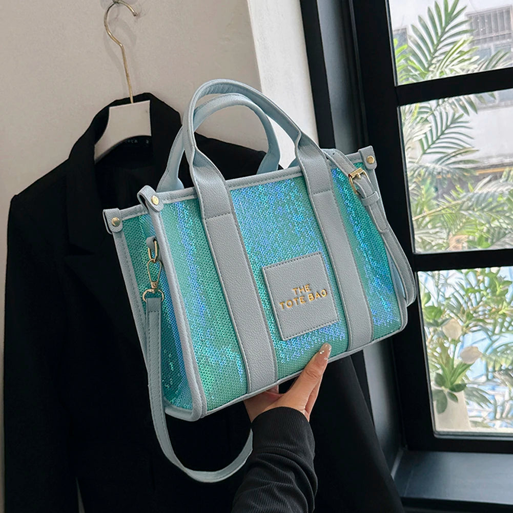 The Tote Bag: Luxury Designer Leather Handbag with Glitter & Sequins Luxegan
