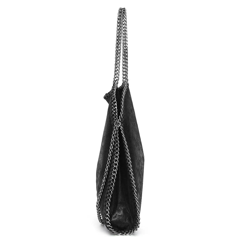 Fashionable Women's Chain Bucket Bag | Large Capacity Shoulder & Crossbody Handbag | Premium PU Leather Casual Tote with Portable Chain & Zipper Closure (Model Bm0023) Luxegan