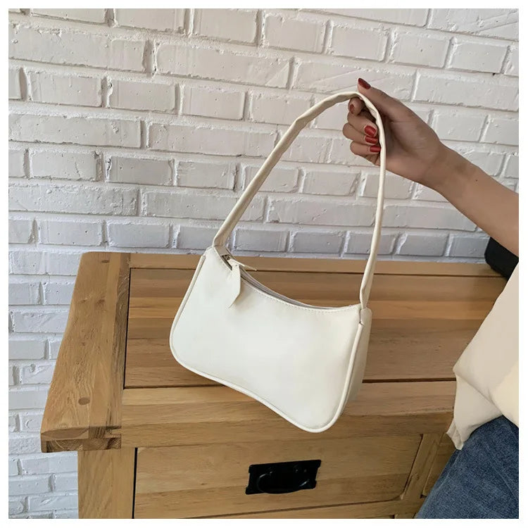 Retro Forearm Bag for Women | PU Leather Bow Handbag & Baguette Shoulder Bag (Western Style Underarm Bag, Casual Tote) Luxegan