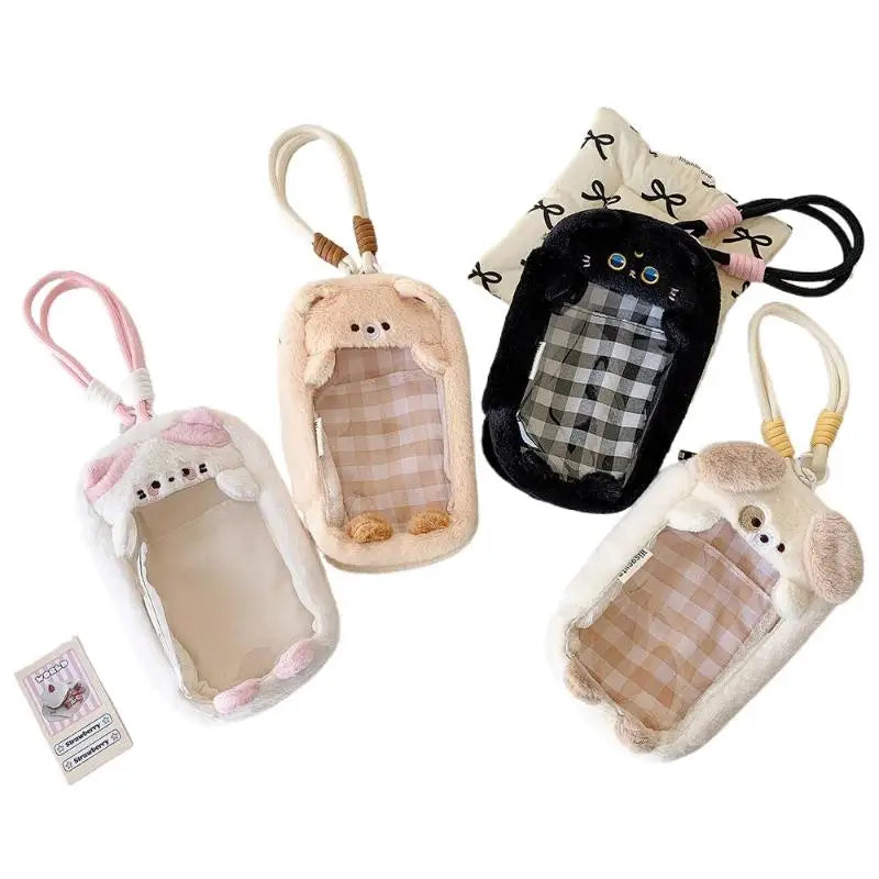 Cute Shape Doll Storage Bag | Cartoon Dustproof Protector Case Organizer Box | Premium Clear Plastic 15cm Plush Dolls Storage Bag | Portable Outdoor Display Anime Bag Luxegan