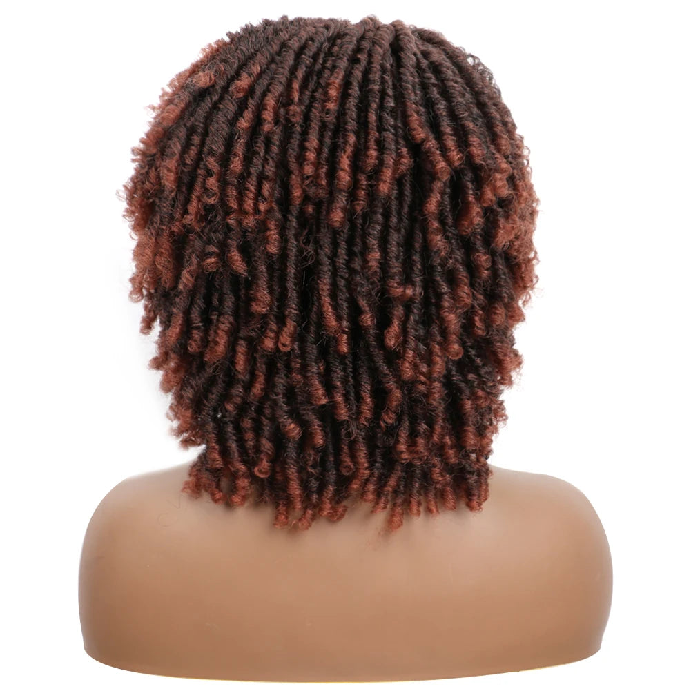 Short Dreadlock Wig for Black Women Afro Curly Twist Wigs Synthetic Heat Resistant Breathable Faux Locs Braids Hair Wigs Luxegan