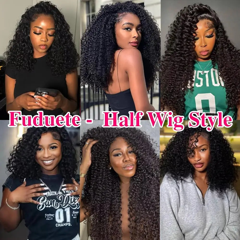Afro Kinky Straight 3-In-1 Half Wig | Sophisticated "Seamless Flip-Over" Silhouette | Elegant 250% Density Drawstring Hairpiece | "Dignified" 30-Inch Brazilian Human Hair Wig for Radiant Versatile Styling Luxegan
