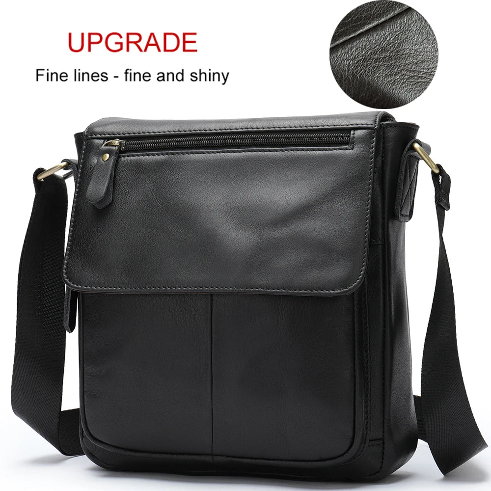 Premium Genuine Leather Men's Messenger Bag | Versatile Male Crossbody Shoulder Bag | Fashionable Multi-Pocket Flap Handbag | High-Quality Cowhide Daily Commuter Bag with Key Holder Luxegan