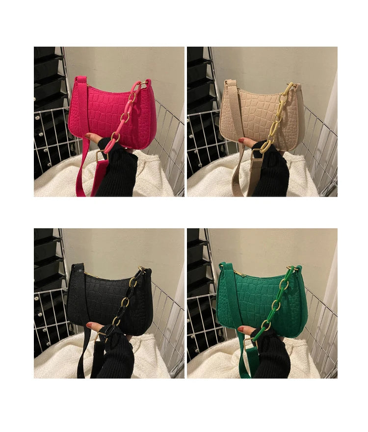 Fashion Texture Felt Cloth Armpit Saddle Bag | New Soft Unlined One Shoulder Bag Designer Purse for Women Luxegan