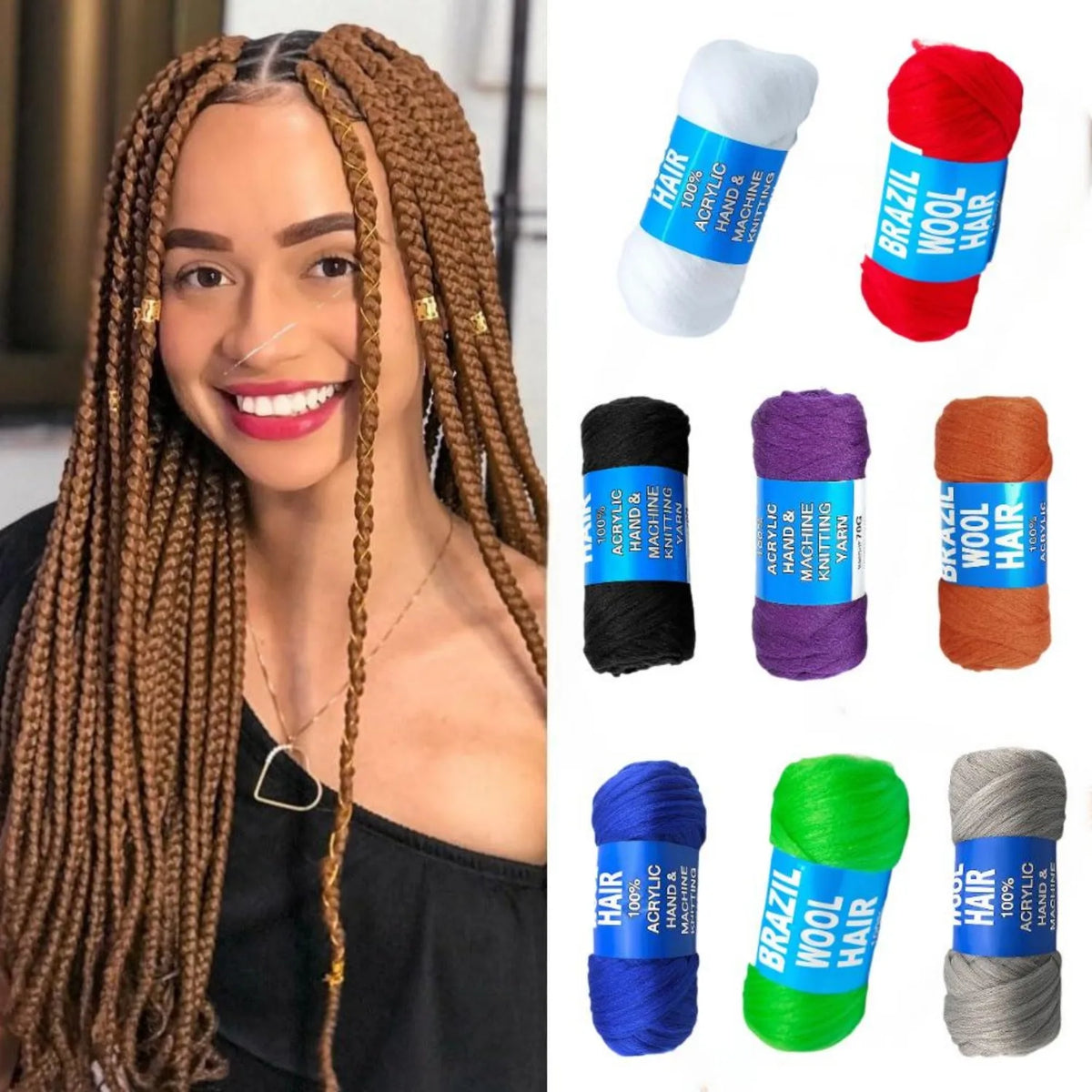 Kinky Curly Braiding Yarn – Acrylic Wool Hair for Crochet, Twists, Faux Locs & Dreadlocks | 14 Colors Luxegan