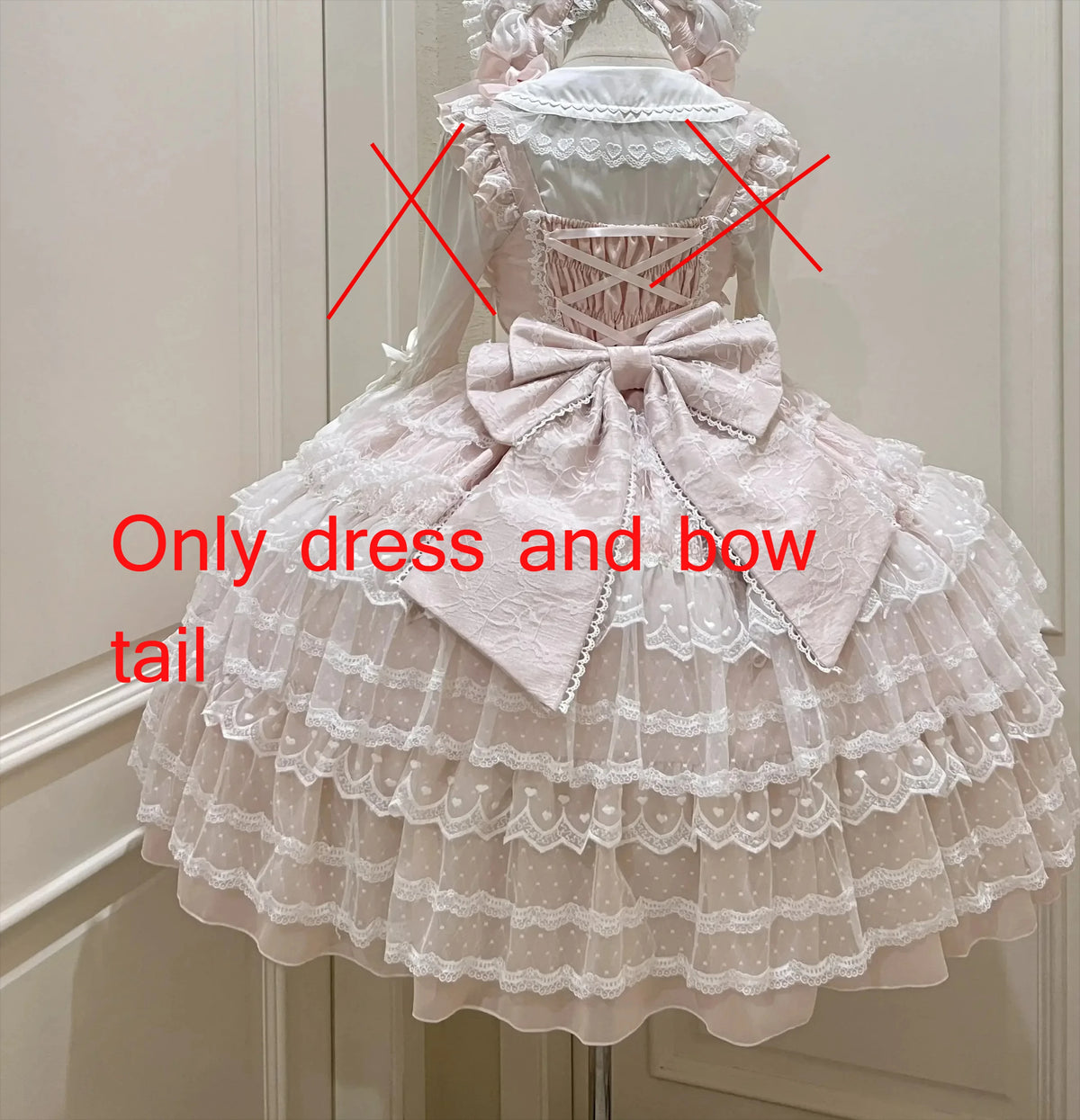 Sweet Lolita JSK Dress Set – Lace, Bow, Spaghetti Strap, Square Collar, A-Line