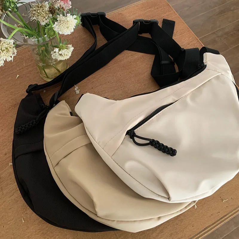 Large-Capacity Nylon Crossbody Hobo | Sophisticated Versatile Commuter Bag | Elegant Lightweight Sports Shoulder Bag | "Dignified" Soft Casual Tote for Daily Utility Luxegan