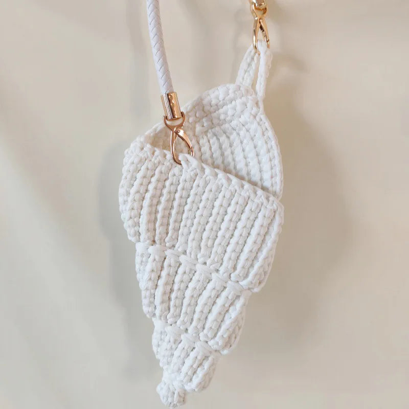 Hand-Woven Shell Bag | Luxury Pearl Chain Crossbody Purse Luxegan