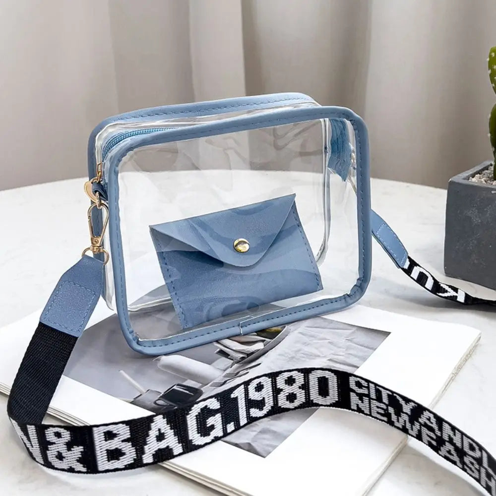 Transparent Crossbody Bag for Women | Candy Color Letter Fashion Shoulder Bag & PVC Transparent Jelly Bag (Small Square Bag) Luxegan