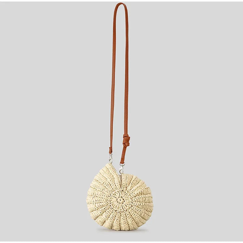 Cotton Hand-Woven Shell Bag | Luxury Pearl Chain Messenger Bag Luxegan