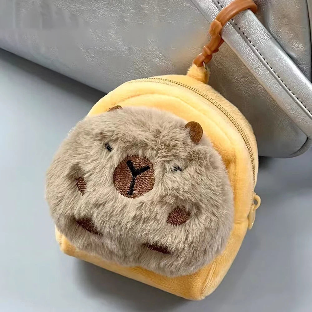 Kawaii Capybara Plush Coin Purse | Lovely Cartoon Round Bag & Headphone Storage Luxegan
