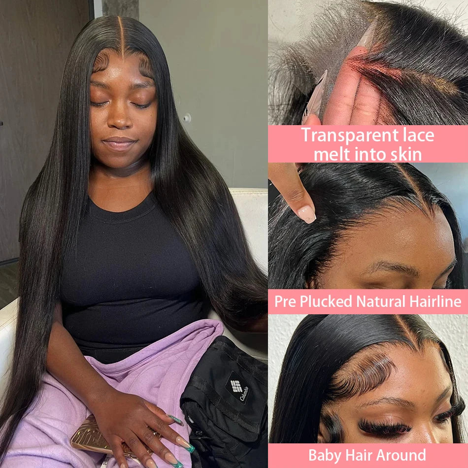 30–32 Inch Bone Straight Wig | Sophisticated 13x6 HD Transparent Lace Frontal | Elegant "Melt Skins" Brazilian Human Hair | "Dignified" 180% Density Remy Wig for Radiant Versatile Styling Luxegan