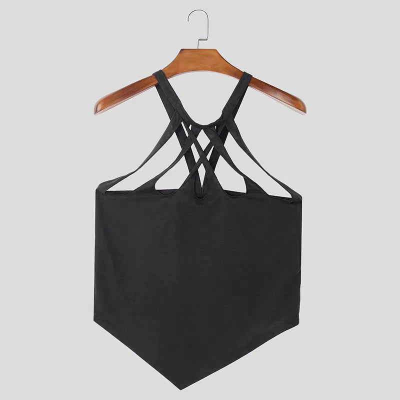 Men’s Solid Color Hollow-Out Tank Top | Sophisticated "O-Neck" Sleeveless Silhouette | Elegant Summer Sexy Fashion Vest | "Dignified" High-Performance Knit Streetwear for Radiant Versatile Styling Luxegan