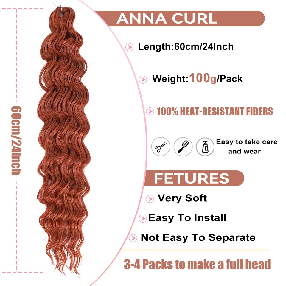 Anna Curls Loose Wave Synthetic Crochet Braiding Hair 24in | 50 Strands | 22 Colors - view 6