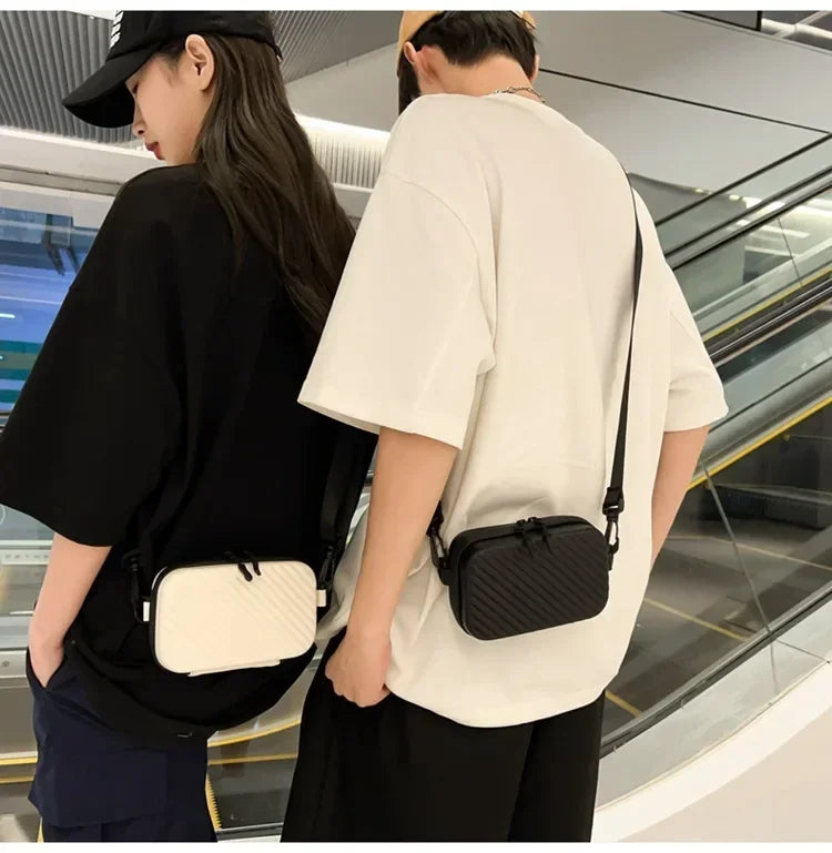 PU Leather Solid Box Bag | Soft Lightweight Casual Unisex Messenger Bag Luxegan