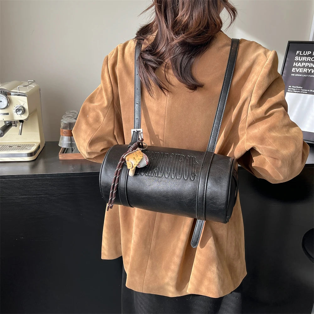 Multifunctional Cylinder-Shaped Shoulder Bag | Designer Handbag & Luxury Crossbody Bag Luxegan