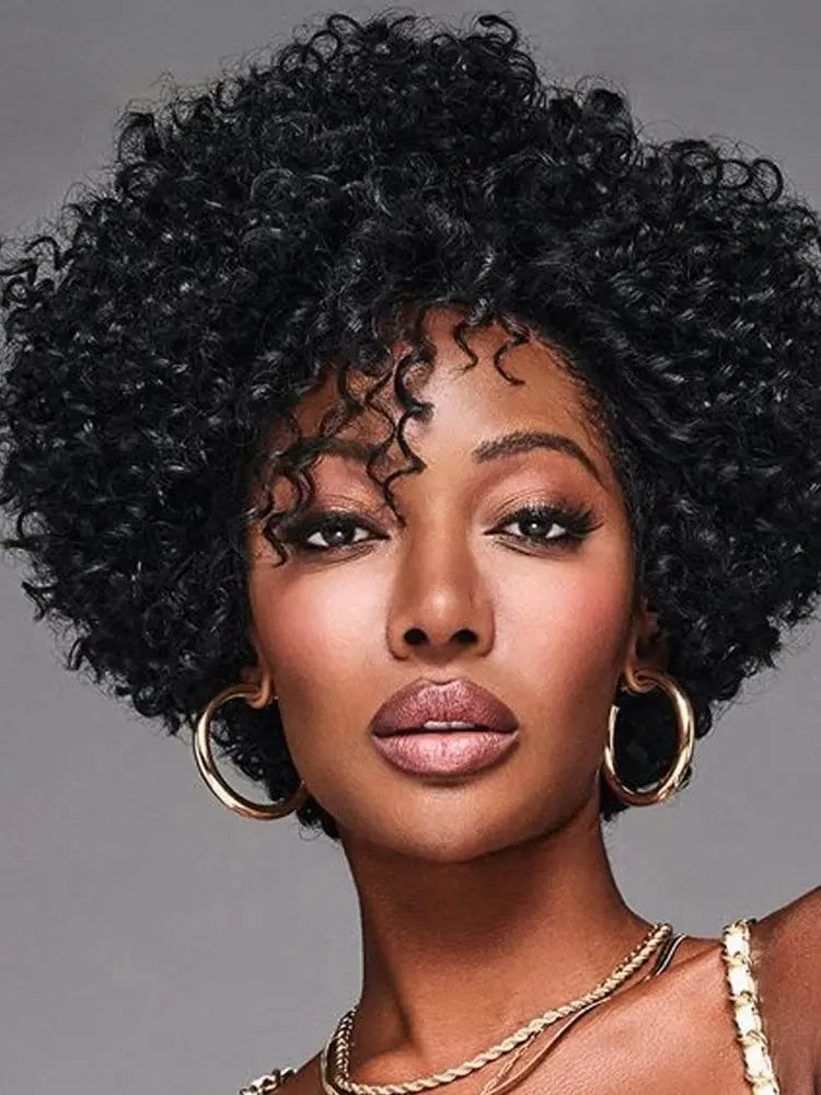 P4/27/30 Short Curly Deep Wave Human Hair Wig - Glueless Full Machine-Made Wear-and-Go Short Wig - 100% Brazilian Remy Human Hair Piano Highlight Honey Blonde & Auburn Curly Wig for Black Women Luxegan