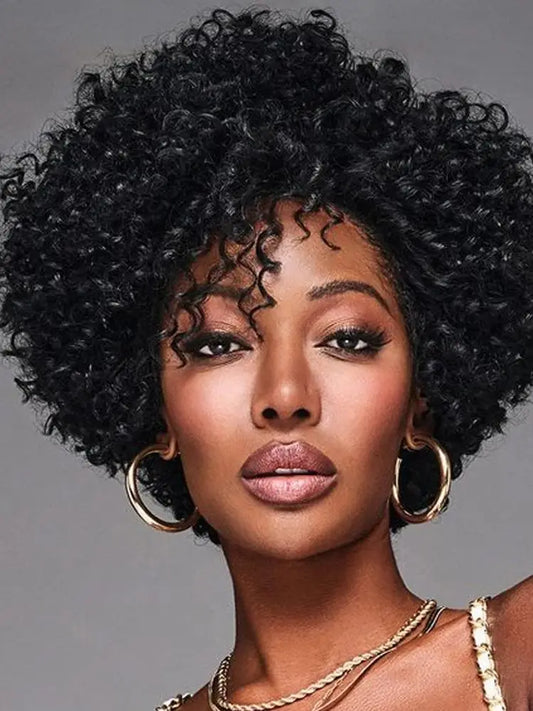 P4/27/30 Short Curly Deep Wave Human Hair Wig - Glueless Full Machine-Made Wear-and-Go Short Wig - 100% Brazilian Remy Human Hair Piano Highlight Honey Blonde & Auburn Curly Wig for Black Women Luxegan
