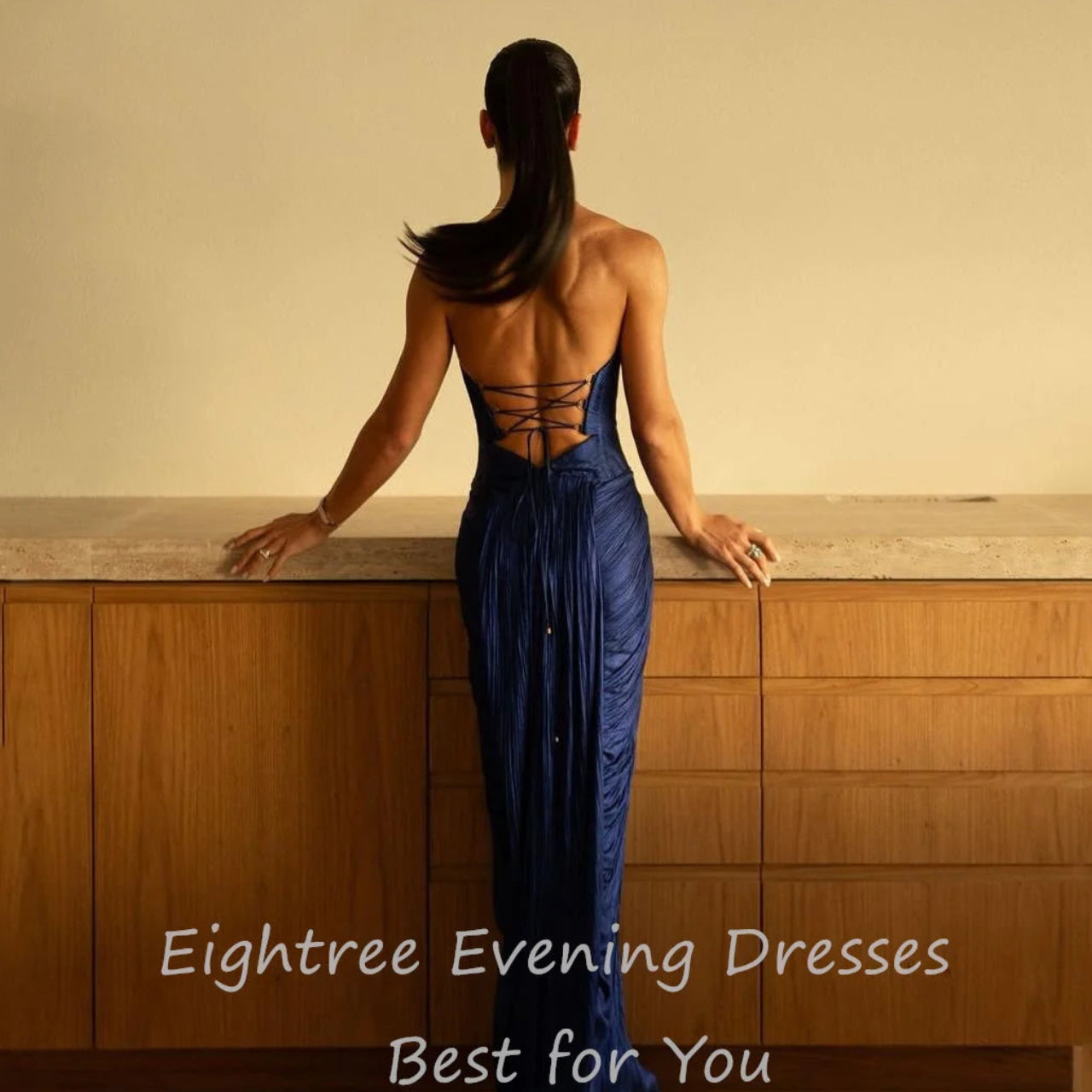 Sexy Royal Blue Mermaid Prom Gown | Deep V-Neck Sweetheart Evening Dress | Premium Pleated Chiffon Formal Gown | Model Jun250604d Backless Side Slit Floor-Length Party Dress Luxegan
