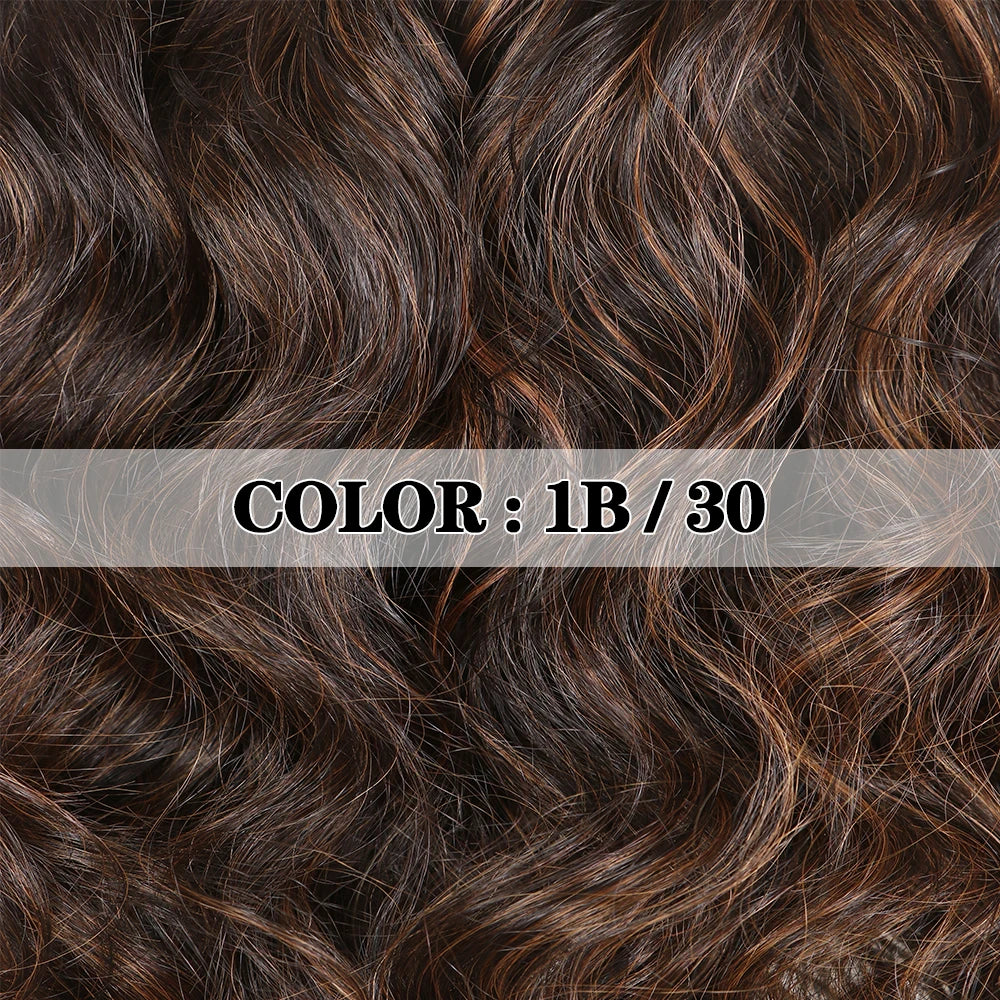 Long Body Wave Highlight Wear-and-Go Glueless 6x6x1 T-Part Lace Closure Wig - Pre-Plucked & Bleached Knots Mixed Hair Wig - Transparent Swiss Lace Human Hair & Synthetic Blend Wig for Women Luxegan