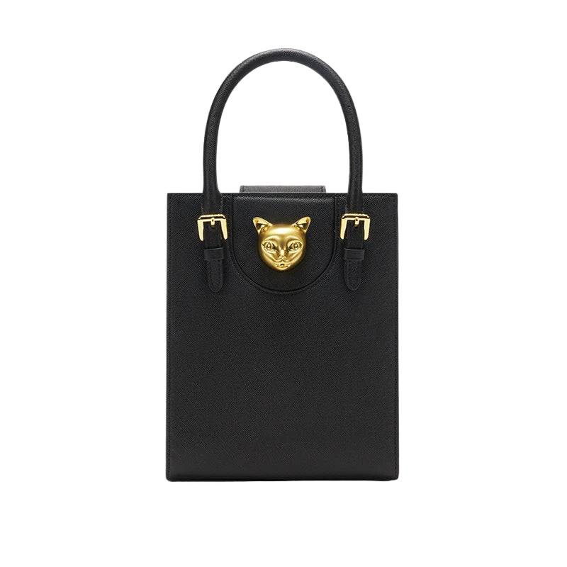 Hard Split Leather Cat Luxury Mini Bag | Designer Box Crossbody Luxegan