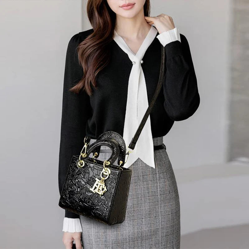 Brand Retro Ladies Handbag | High Quality PU Leather Shoulder Messenger Bag (Large Capacity Simple Commuter Bag for Women) Luxegan