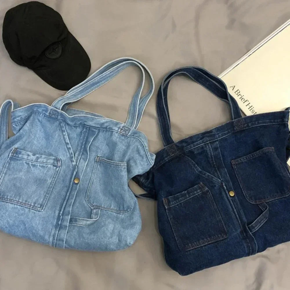 Casual Denim Tote Crossbody Bags for Women | Designer Jeans Shoulder Bag | Large Capacity Street Trend Luxury Handbag Luxegan
