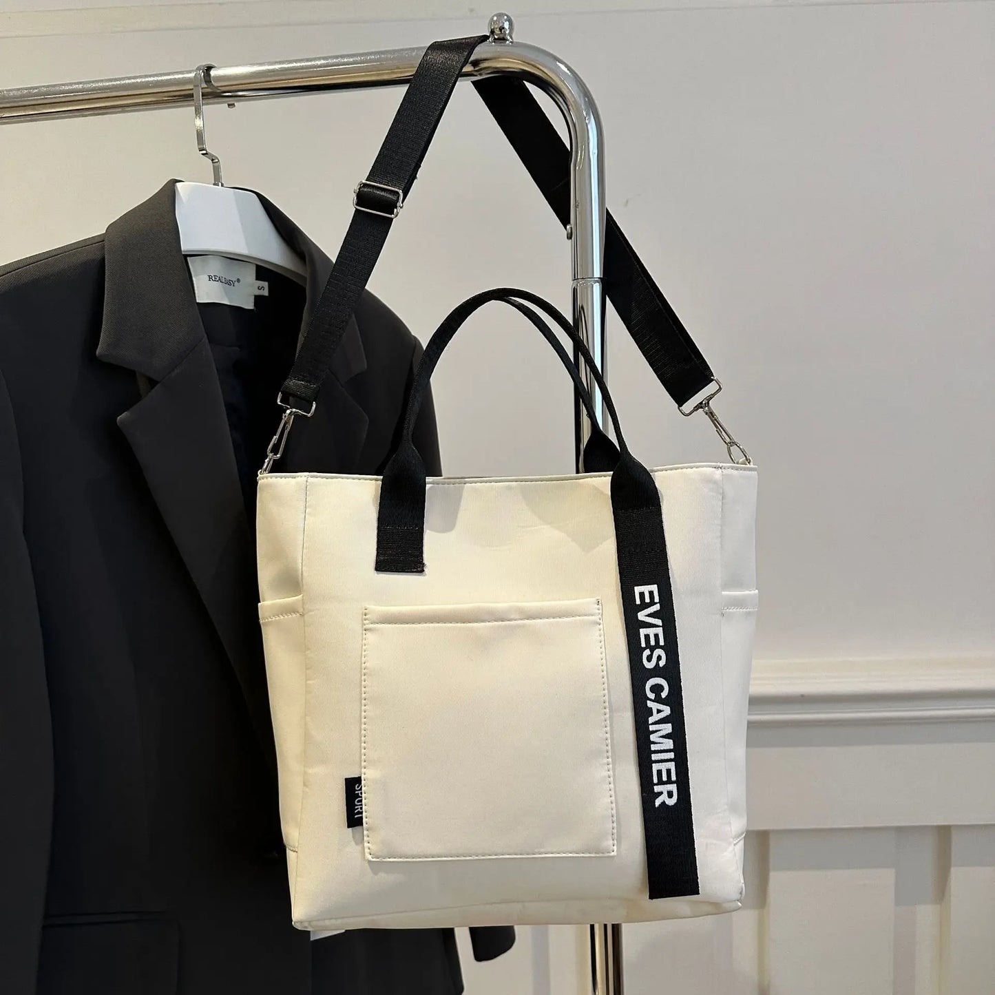 Nylon Letter Casual Tote | Hard Waterproof Large Capacity Messenger Bag Luxegan