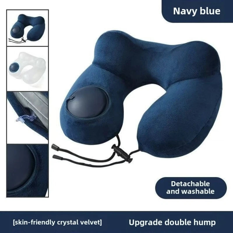 U-Shaped Inflatable Travel Pillow | Sophisticated "Press-to-Inflate" Silhouette | Elegant Portable Air-Filled Neck Support Cushion | "Dignified" High-Performance Travel Essential for Radiant Versatile Styling Luxegan