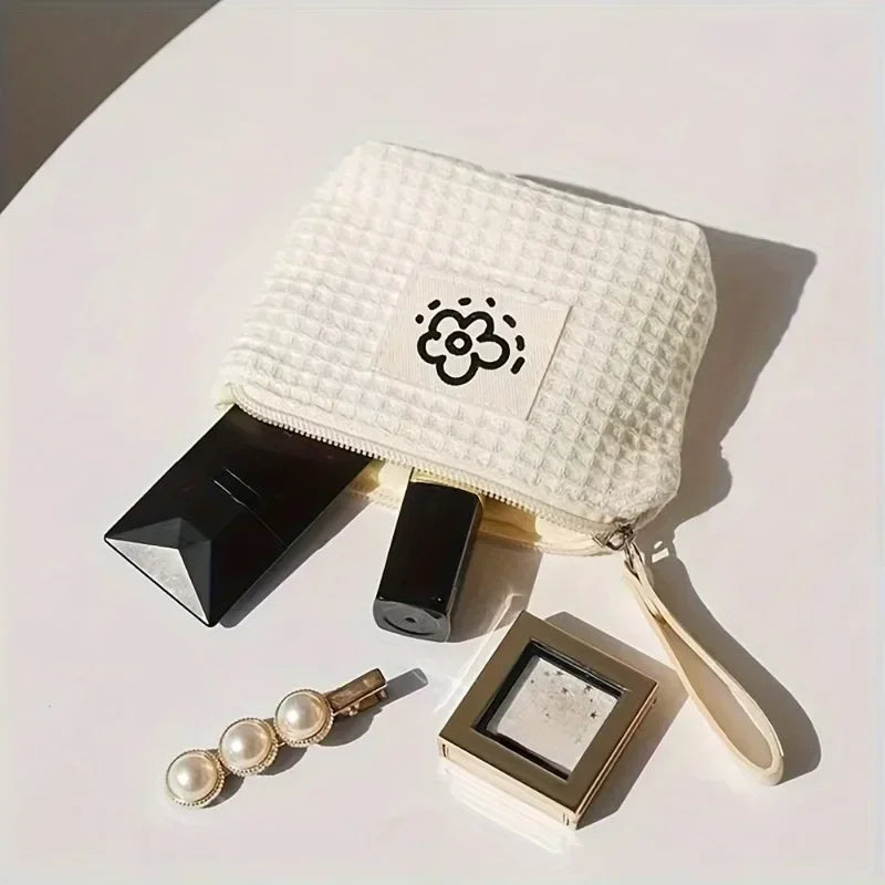Simple Flower Small Coin Purse | Portable Waffle Grid Coin Pouch Luxegan